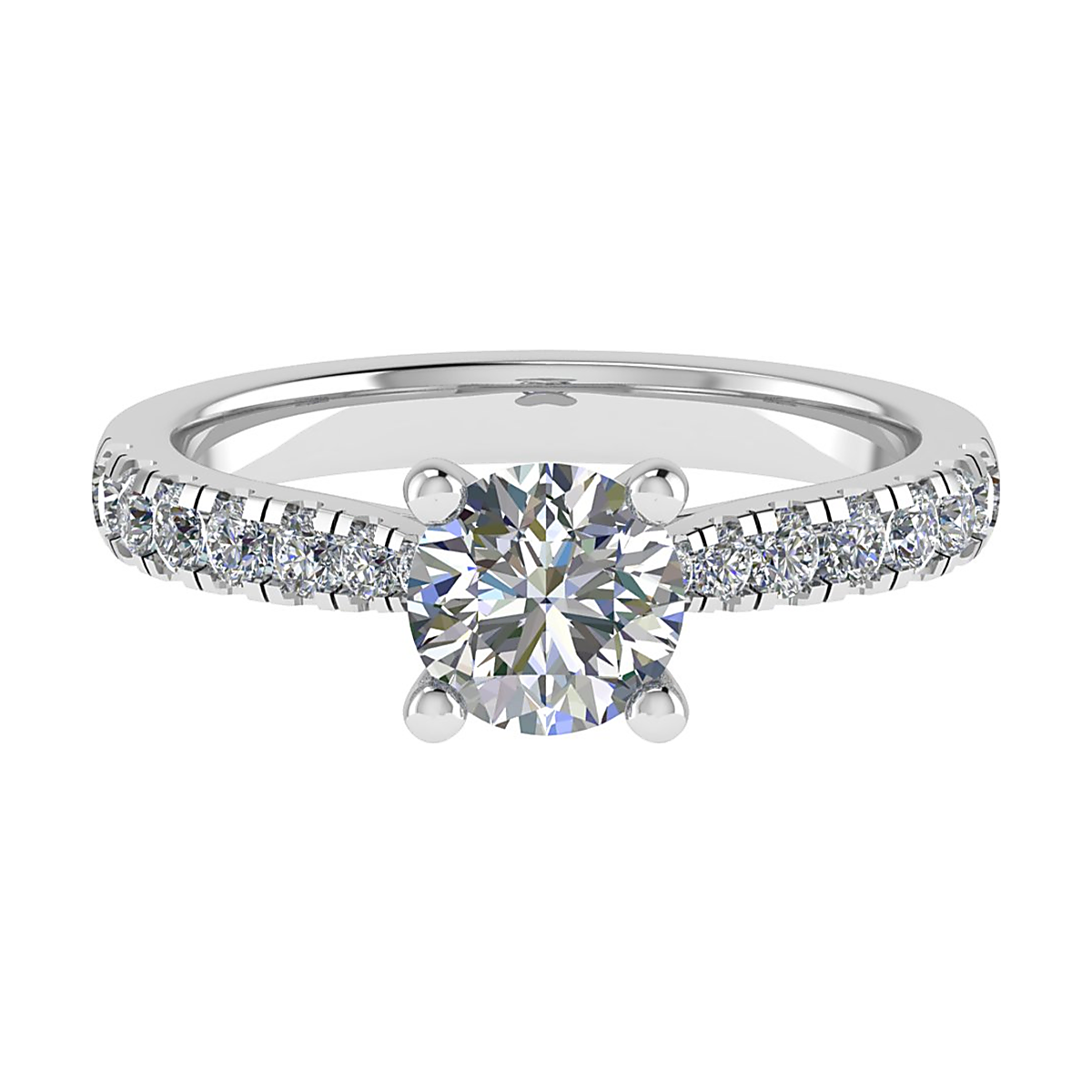 Single Row Side Stone Engagement Ring